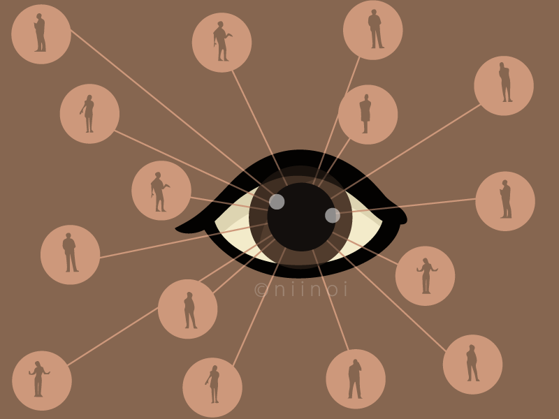Data Surveillance theme image: an eye looking at everyone in the community