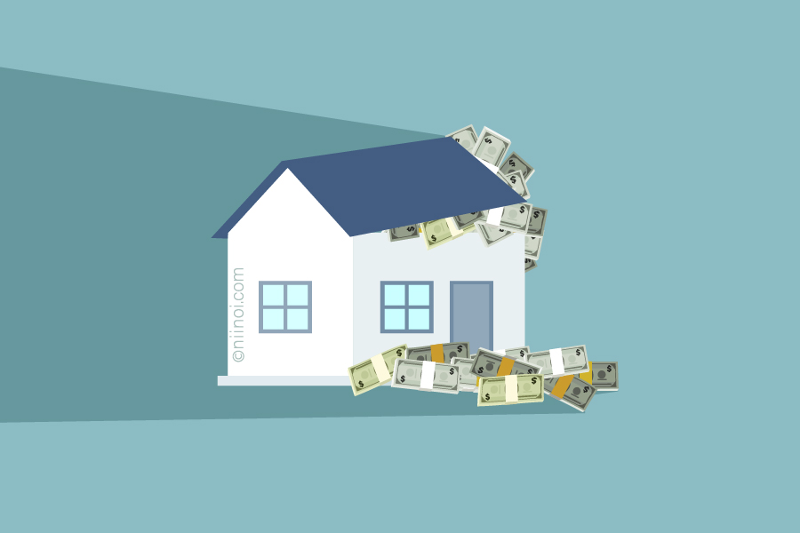 Money in a house, theme image for home finance, wealthy homes, property values, buy a home, home savings.